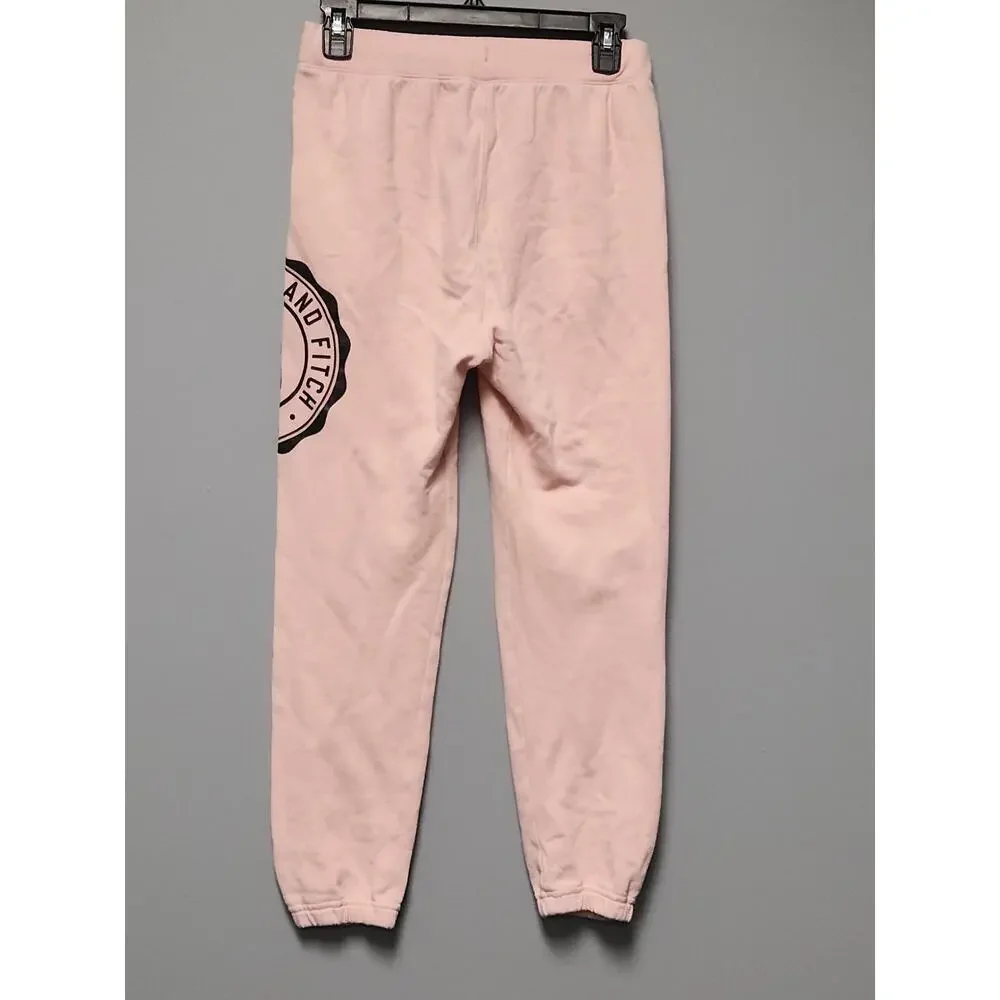 Abercrombie & Fitch Sweatpants Kids 11/12 PInk Logo Fleece NWOT Drawstring - Picture 2 of 9